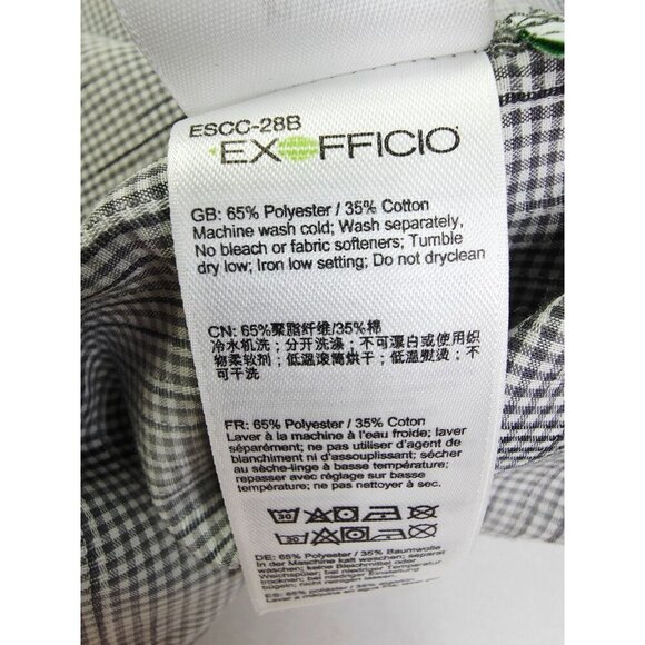 Exofficio Insect Shield Size XL Men Black White Check Long Sleeve Logo Tag Shirt - Picture 3 of 12